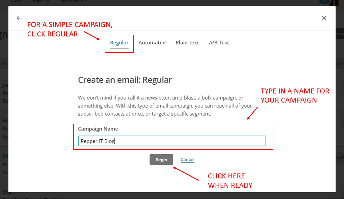 How To Create a Mailchimp Campaign - 101 guide by pepperit